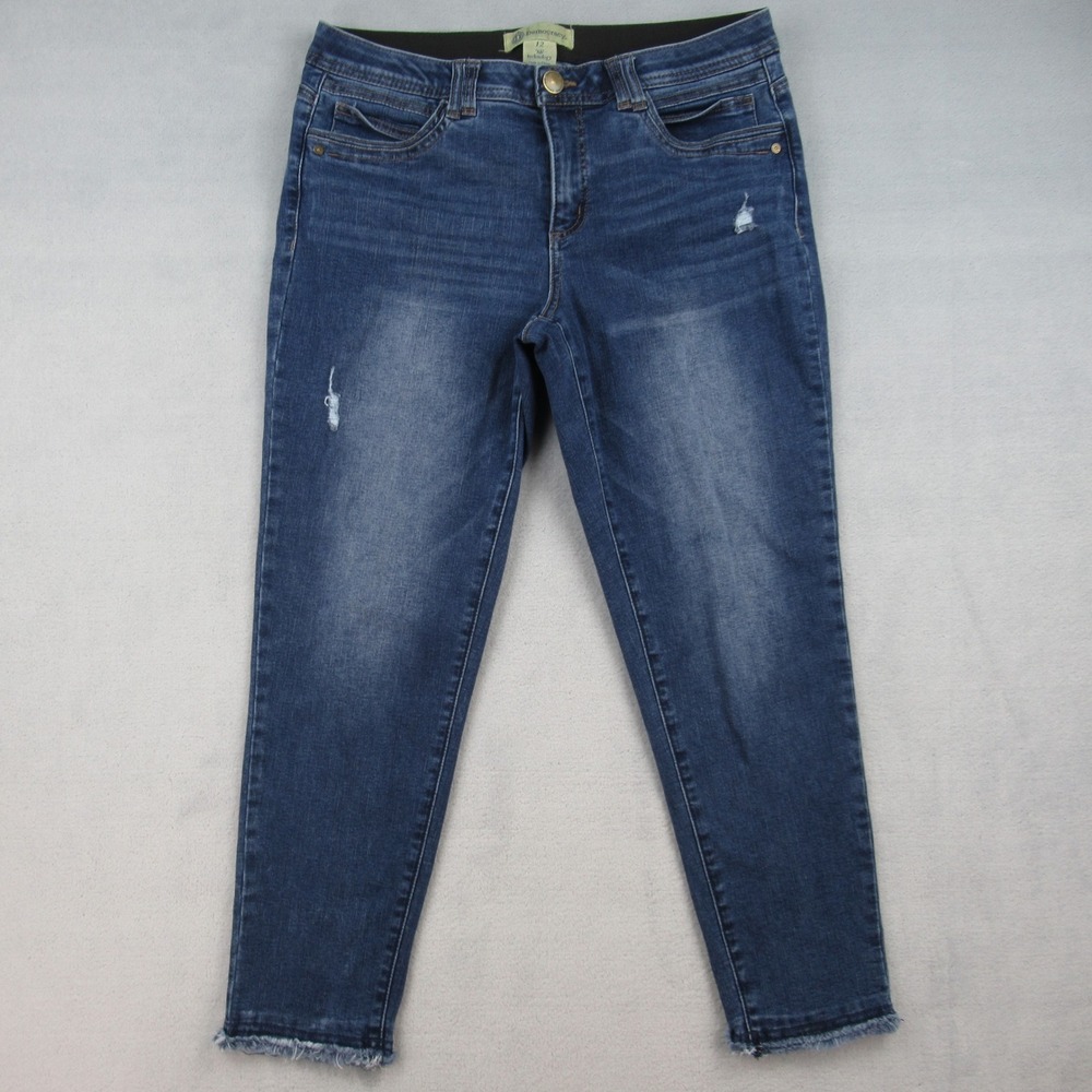 Democracy Ab Solution Blue Distressed Frayed Hem Crop Skinny Jeans 12 B1954KECCX
